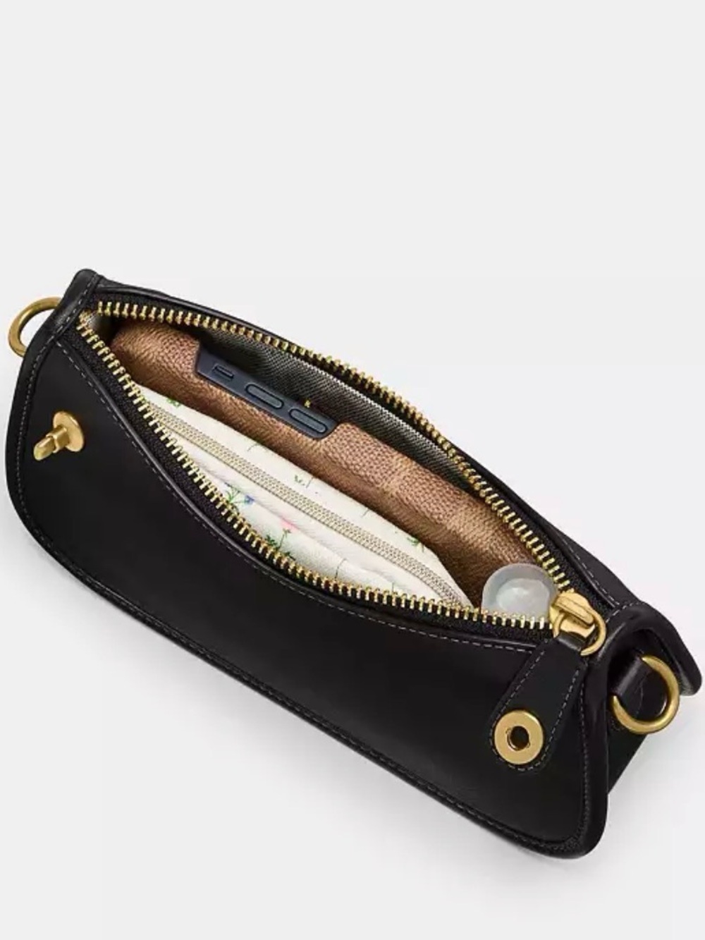 NWT Coach Swinger Bag 20, Black/Brass - Picture 3 of 5